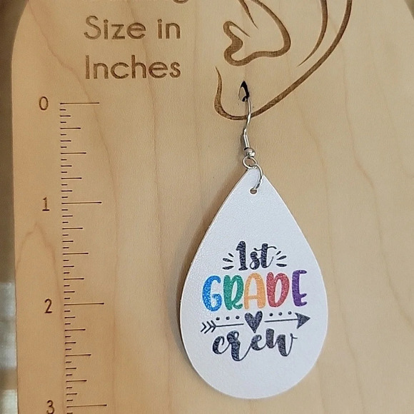1st Grade Crew Teacher Themed Earrings - Picture 5 of 6